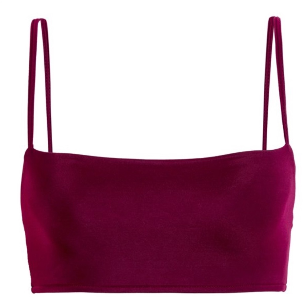 Brand New Burgundy Bandeau Bikini Top Adjustable Straps Size L